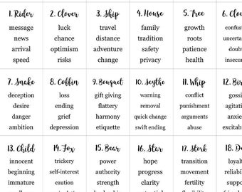 Lenormand Card Keyword Meaning Stickers for Journal - 1" x 0.6" - Lenormand Journaling Stickers, Fortune Telling Stickers