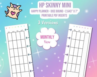 SKINNY MINI Happy Planner Digital Printable - Hearts Monthly Spread - Month View - Undated HP Planner Insert - hp planner printable