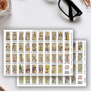 Small Tarot de Marseille Stickers  (1 inch) - 78 Tarot Card Stickers for Tarot Journals