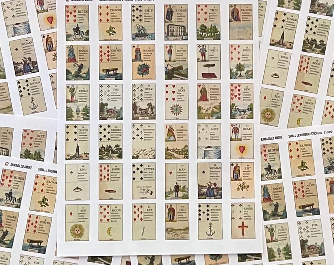 Medium Lenormand Card Stickers for Journal - 1.625 inch x 1.25 inch - Lenormand Meaning Journaling