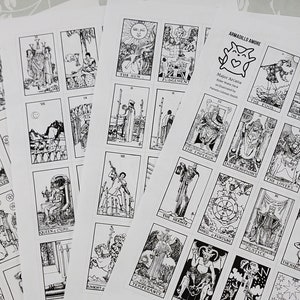DIGITAL Color Your Own (2.5 inch Tall) Tarot Deck Printable Featuring all 78 Cards- pdf File - 4 pages