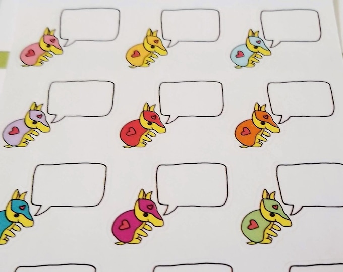 Aarti Armadillo Speaks Stickers - Write Your Own Message - Matte - Premium Quality - Colorful - 542