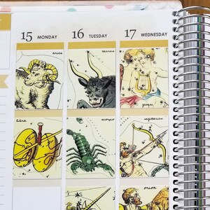 Boîtes pleines de miroirs d'Urania (16 autocollants astrologiques : occultisme, horoscope, zodiaque, divination, planète, signe, constellation, étoile, soleil, ciel} 383
