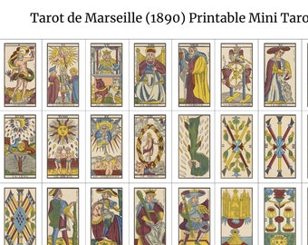 DIGITAL Tarot De Marseilles Mini (1.1 inch Tall) Deck - Printable PDF Featuring all 78 Cards - Print Your Own Stickers