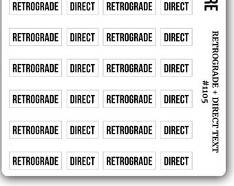 Retrograde Text Astrology Stickers - Retrograde Motion and Direct Stickers - Astrological Sticker - 1105