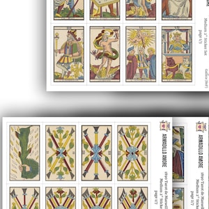 Medium Tarot de Marseille Stickers - (2 inch) - Marseille Tarot Stickers Full Deck - Marseilles Tarot - Fortune Telling - Tarot Reader Gift