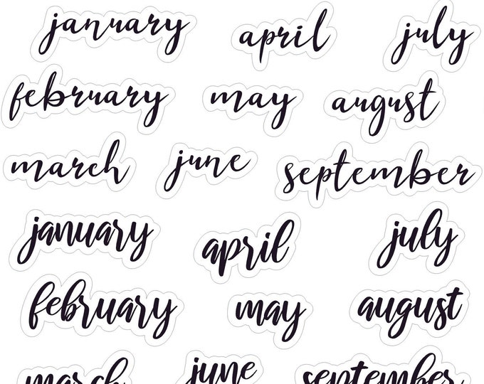 Calligraphy Months Script - Bullet Journal - Hobonichi - Creative Planning - Monthly Layout - Typography - 551