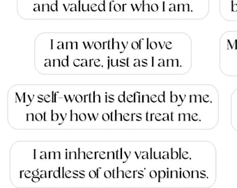 Self-Worth Affirmation Stickers - Positive Mantras, Manifestation Stickers for Manifesting Journals Planners, Law of Attraction Mindset- 803