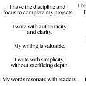 Stickers Mantra Affirmation d'écriture - Motivation de l'auteur Inspiration pour l'écrivain Cadeau pour les écrivains Productivité en écriture Assurance en écriture - 809