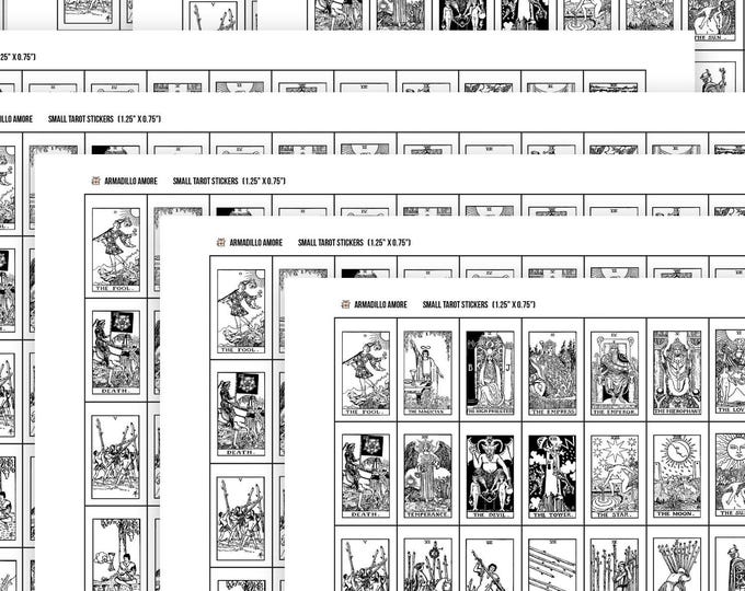 Small Black and White Tarot Card Stickers - 1.25 inches x 0.75 inches - Tarot Planner, Tarot Journal, Tarot Journaling