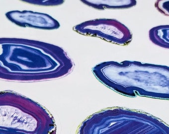 Purple Agate Crystal Watercolor Stickers for Bullet Journal, Art Journal, Book of Shadows, Planner, Journals, Laptop - 1016