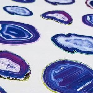 Purple Agate Crystal Watercolor Stickers for Bullet Journal, Art Journal, Book of Shadows, Planner, Journals, Laptop - 1016