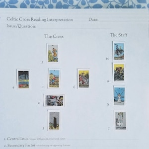 DIGITALES Keltisches Kreuz Tarot Spread Legung Interpretation Reflection Worksheet Printable für Tarot Journals - 1058
