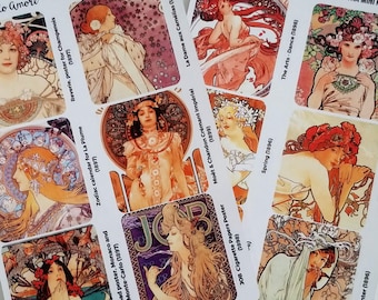 Alphonse Mucha Mini Fine Art Painting Stickers - Clear Stickers - Laptop Stickers - Water Bottle Stickers - 1078