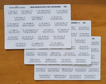 REVERSED Tarot Card Meaning Interpretation Stickers - 3 Sheet Set - Major Arcana + Minor Arcana - 78 Stickers - Learn Tarot - 720