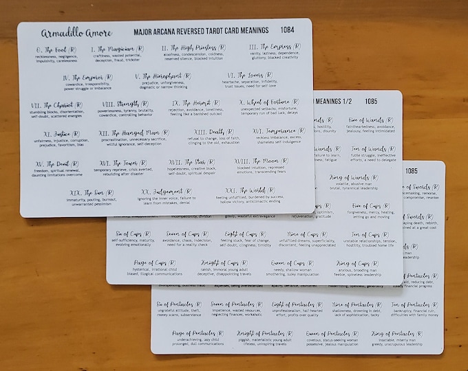 REVERSED Tarot Card Meaning Interpretation Stickers - 3 Sheet Set - Major Arcana + Minor Arcana - 78 Stickers - Learn Tarot - 720