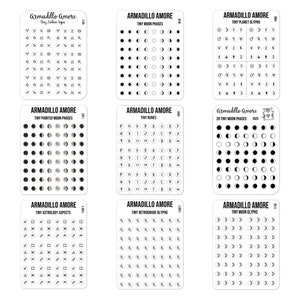 Mix & Match Kies je eigen kleine astrologie plannerstickers - 0,18" - maanstanden stickers, dierenriem plannerstickers, runestickers
