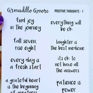 Pegatinas de planificador de pensamientos positivos - Colección 1 - Alegría - Inspiración - Poder de positividad - Paciencia - 1071