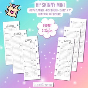 SKINNY MINI Happy Planner Digital Printable - Budget Spread - Simple Budget - Weekly Budget - hp Financial Planner Printable - Budgeting