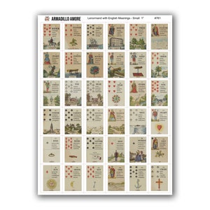 Kleine Lenormand Karte mit Bedeutung Aufkleber (1 Zoll) - Journaling Stickers - 36 Karten Full Deck - Lenormand Orakel Journal Aufkleber - 761