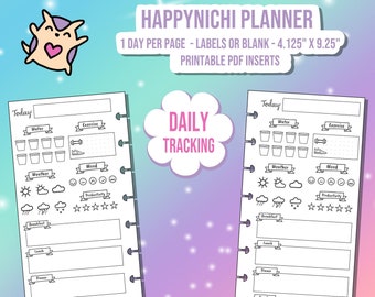 SKINNY CLASSIC Happynichi Happy Planner Daily Tracking 1 Page - HP Printable Insert - Track Meals, Weather, Mood, Water, Exercise