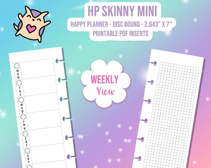 SKINNY MINI Happy Planner Weekly Digital Printable Skinny Mini - Fauxbonichi - Works With Hobonichi Weeks Kits