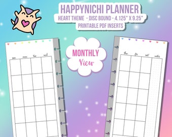 SKINNY CLASSIC Happynichi Happy Planner Monthly Digital - HP Printable Insert - Sunday or Monday Start - Blank