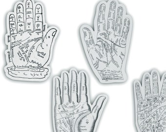 Palmistry Sticker Pack - Large Decals, Palm Reading, Witch Stickers, Fortune Telling, Witchy Vibes, Occult Sticker, Mystical Sticker - PK001