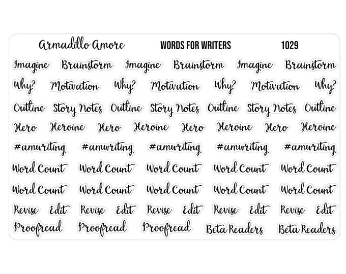 Words for Writers Stickers - Word Count - Tracker - Writing - NaNoWriMo - Novel - Author - Editing - Story - Write - 1029