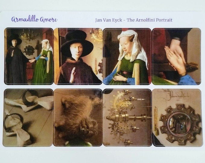 Jan van Eyck Mini Painting Stickers - The Arnolfini Portrait - Fine Art - Wedding - Marriage - Netherlands - Flemish - Portrait - 1069
