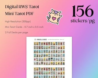 Mini Tarot Deck Printable PDF for Tarot Planner, Tarot Journal, Tarot Workbook, Printable Mini Tarot Stickers