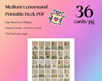 DIGITAL Medium Lenormand Cards (1.6 inch) PDF - Lenormand Printable - Lenormand Beginner - Lenormand Reading - Digital Lenormand DIY