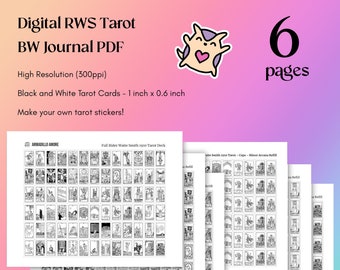Tarot Printable PDF - Black and White Tarot Journal Pages, Printable Tarot Stickers, Tarot Planner, Tarot Workbook, Tarot PDF, PDF Tarot