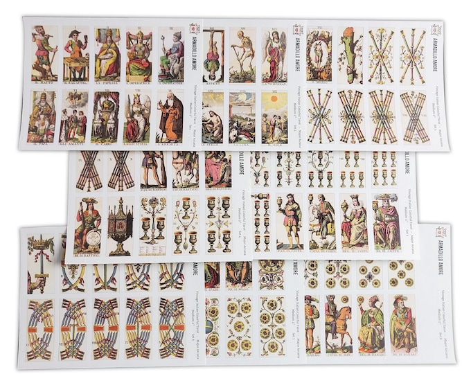 Vintage Carlo Della Rocca Classic Tarot Card Stickers (2.25 inch) - Colorful Italian Tarot Cards - Tarot Journal