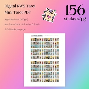 Mini Tarot Deck Printable PDF for Tarot Planner, Tarot Journal, Tarot Workbook, Printable Mini Tarot Stickers