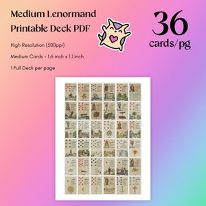 DIGITAL Medium Lenormand Cards (1.6 inch) PDF - Lenormand Printable - Lenormand Beginner - Lenormand Reading - Digital Lenormand DIY