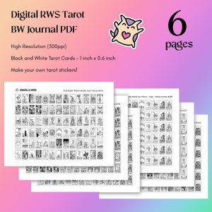 Tarot PDF imprimible - Páginas de diario de tarot en blanco y negro, calcomanías de tarot imprimibles, planificador de tarot, libro de trabajo de tarot, tarot PDF, tarot PDF