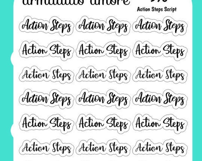 Action Steps Script Stickers - Functional - Minimalist- Productivity - Mindfulness - Goals - Projects - Typography - 598