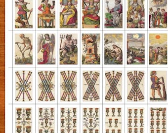 Mini Vintage Carlo Della Rocca Classic Tarot Stickers (0.73 inch) - Full Deck - Tarot Journal - Tarot Journaling - 78 Stickers - 709B