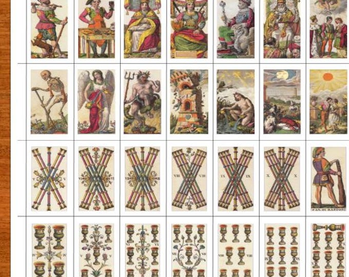 Mini Vintage Carlo Della Rocca Classic Tarot Stickers (0.73 inch) - Full Deck - Tarot Journal - Tarot Journaling - 78 Stickers - 709B