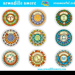Decoratieve dierenriemstickers {12 astrologiestickers: occult, horoscoop, dierenriem, waarzeggerij, planeet, teken, ster, sterrenbeeld, heelal} 445