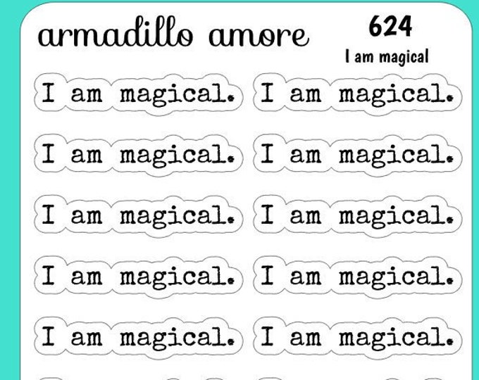 I Am Magical Typography Stickers - Grateful Sticker Gratitude Sticker Mindfulness Mental Health Wellness Self Care Self Love Planner - 624