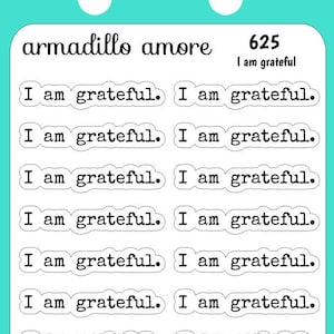 I am grateful - Typography Stickers - Matte - Premium Quality - Neutral - Inspiration - Focus - Motivation - Script - 625