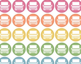 Typewriter Icon Reminder Stickers {42 Fancy Matte Planner Stickers, Double Rainbow} 128