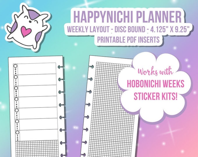 SKINNY CLASSIC Happynichi Happy Planner Weekly Digital - HP Printable Insert - Fauxbonichi - Works With Hobonichi Weeks Kits - 1042
