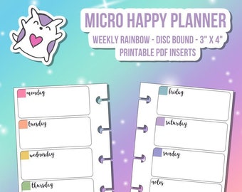 MICRO HP Happy Planner Notes Weekly Digital Printable Insert 1036