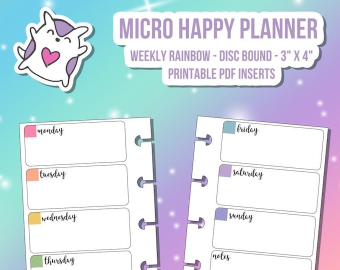 MICRO HP Happy Planner Notes Weekly Digital Printable Insert 1036