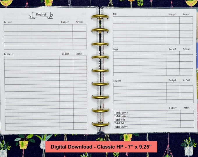 CLASSIC HP Extended Budget Planner Printable - Financial Printable Tracker, Savings Printable, Financial Planner, Happy Planner pdf
