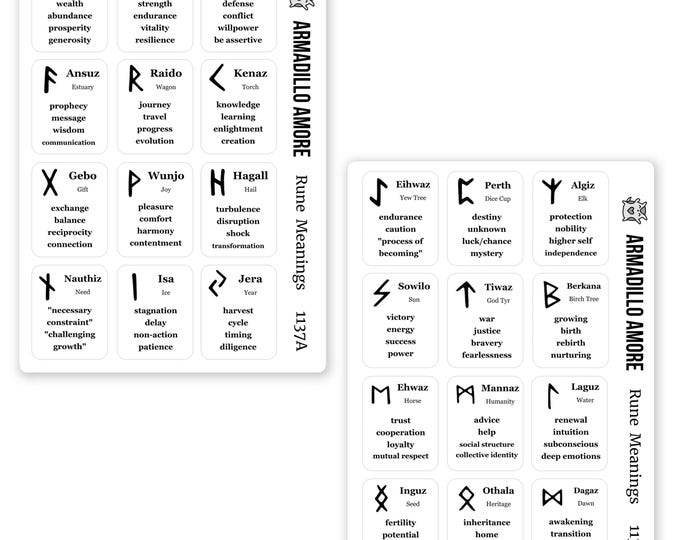 Rune Meaning Stickers - Norse Viking Elder Futhark Runes Divination Interpretation Sticker - 1137