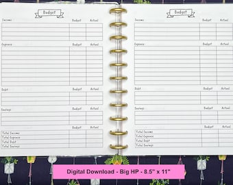 BIG HP Simple Budget Planner Printable - Financial Printable Tracker, Savings Printable, Financial Planner, Budget Planner pdf - Letter Size